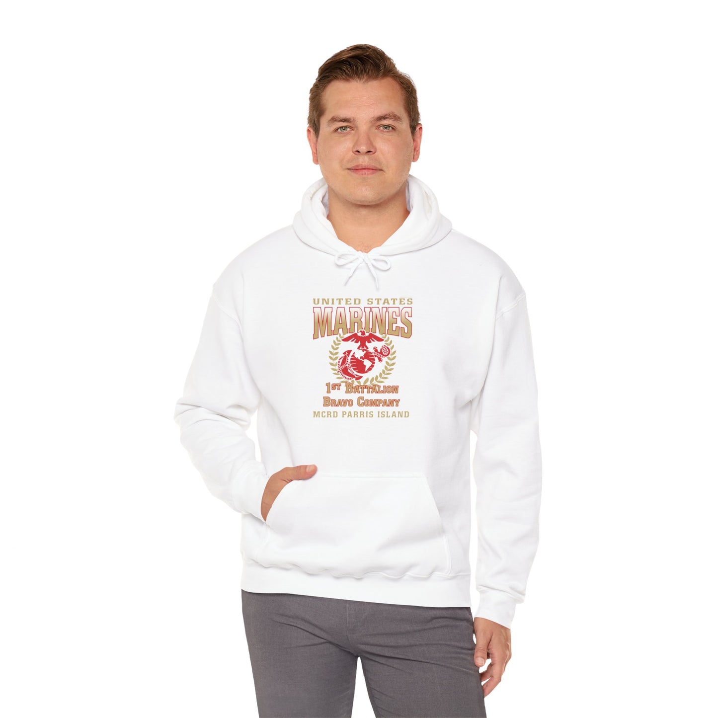 Hoodie: Bravo Co. MCRD Parris Island (EGA + Back Proud Family)