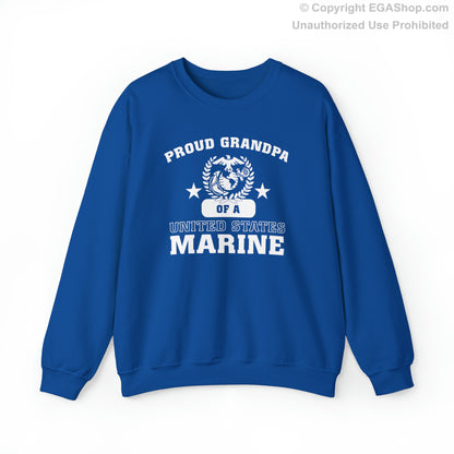 Sweatshirt: Proud Grandpa of a Marine (Varsity Style, Color Choices)