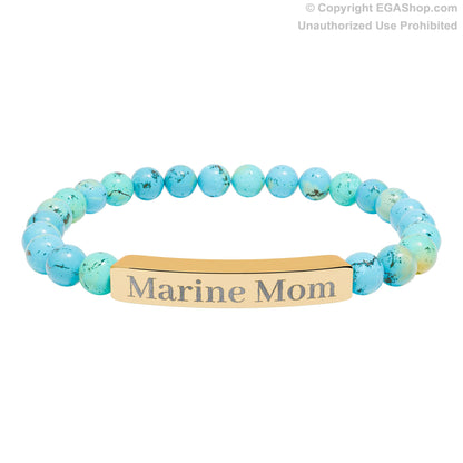 Marine Mom Natural Stone Bead Bracelet