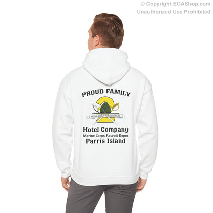 Hoodie: Hotel Co. MCRD Parris Island (2nd Battalion Crest on BACK)