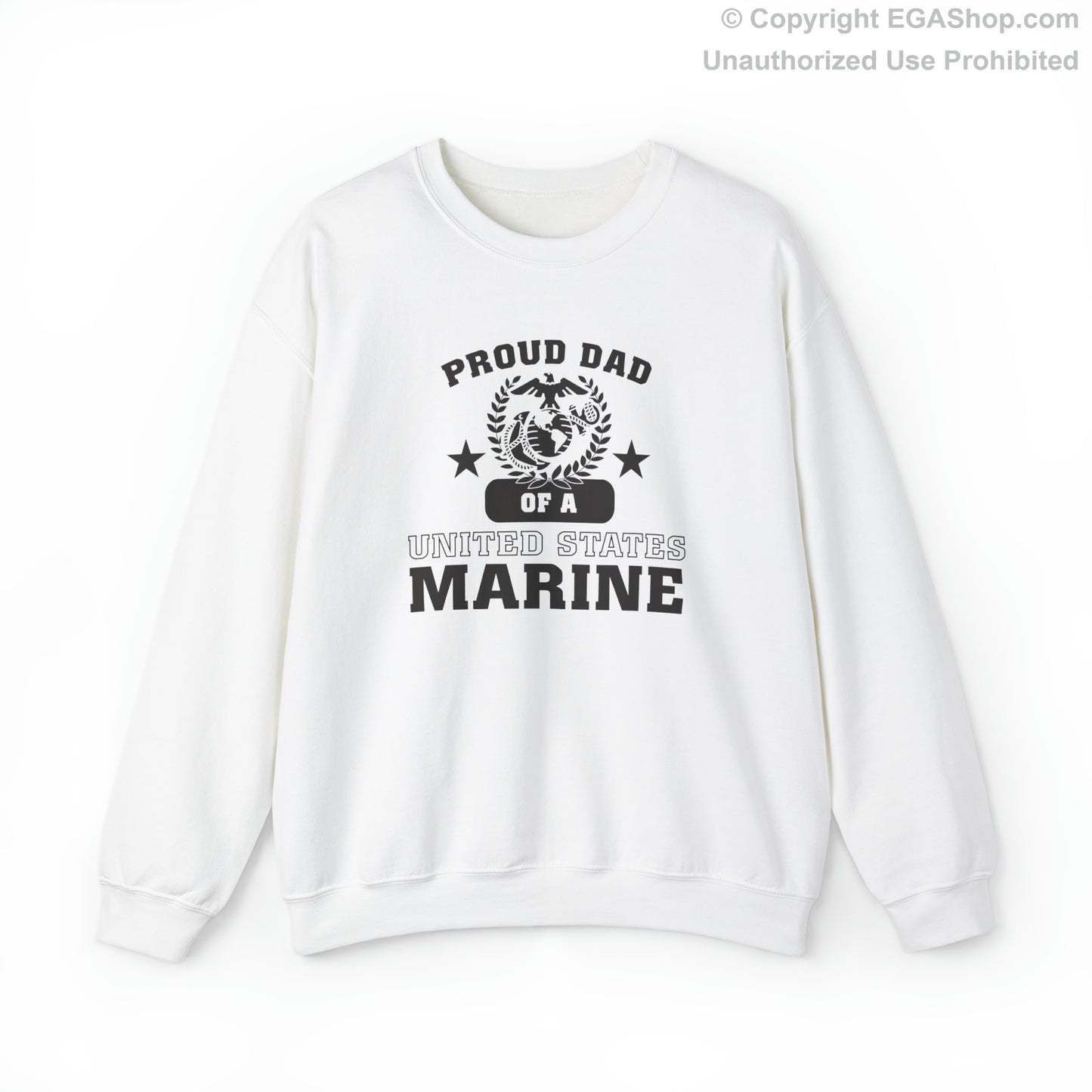 Sweatshirt: Proud Dad of a Marine (Varsity Style, Color Choices)