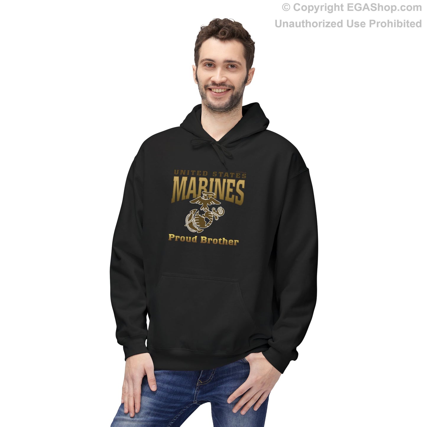 Hoodie Midweight Softstyle: United States Marines Proud Brother