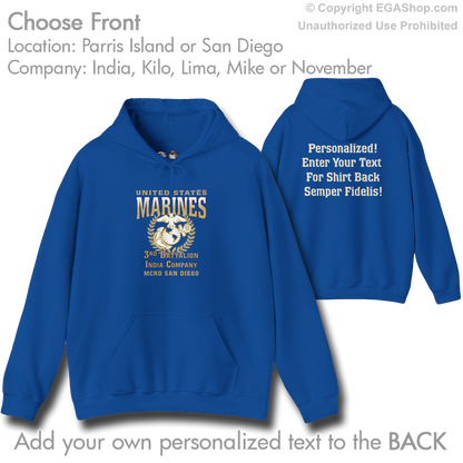 3rd Btn Choose Company & Personalized Back (Hoodie)