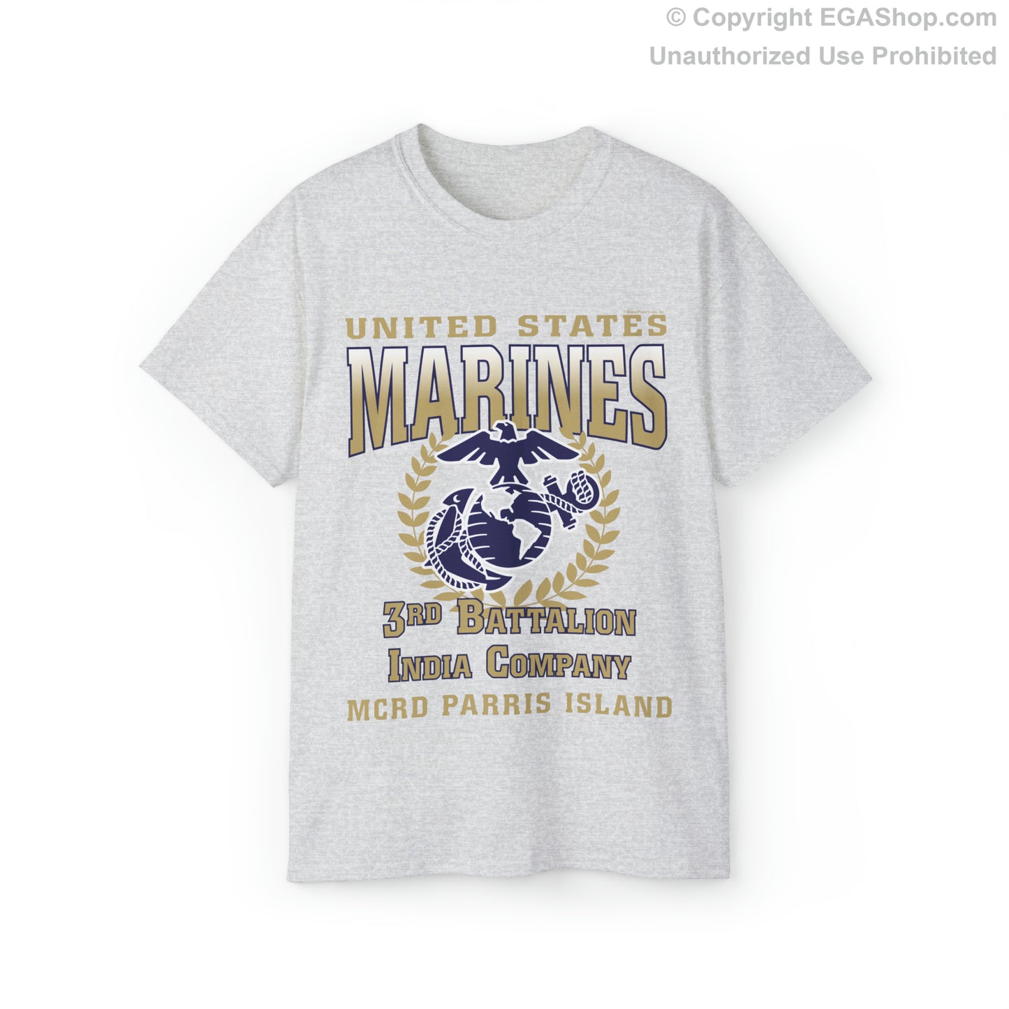 T-Shirt: India Co. MCRD Parris Island (EGA + Back Proud Family)