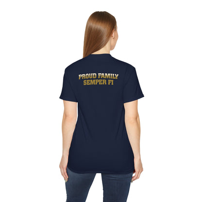 T-Shirt: India Co. MCRD Parris Island (EGA + Back Proud Family)