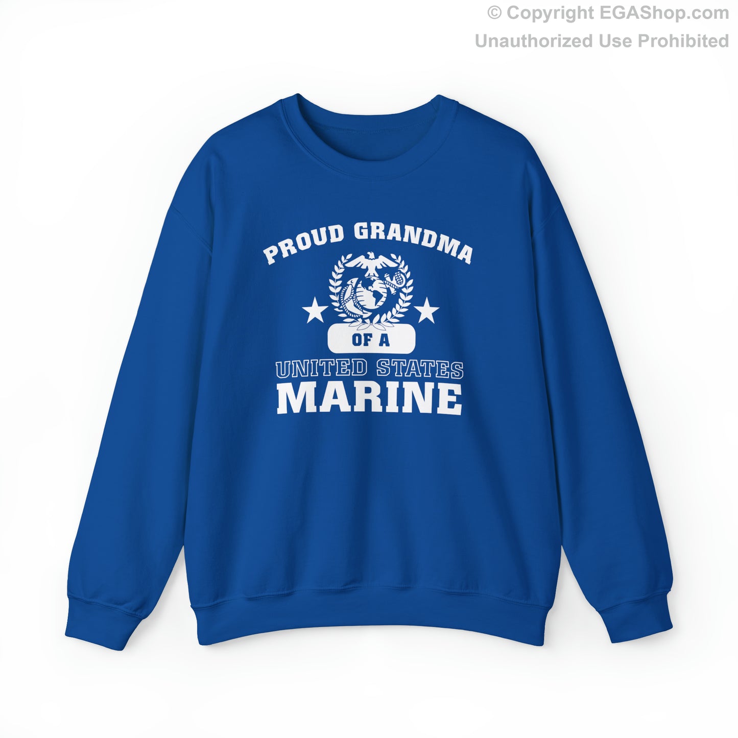 Sweatshirt: Proud Grandma of a Marine (Varsity Style, Color Choices)