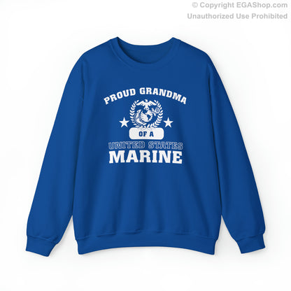 Sweatshirt: Proud Grandma of a Marine (Varsity Style, Color Choices)