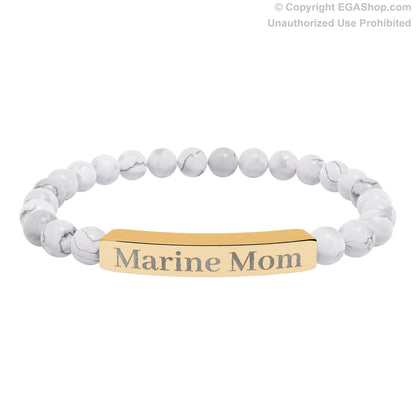 Marine Mom Natural Stone Bead Bracelet
