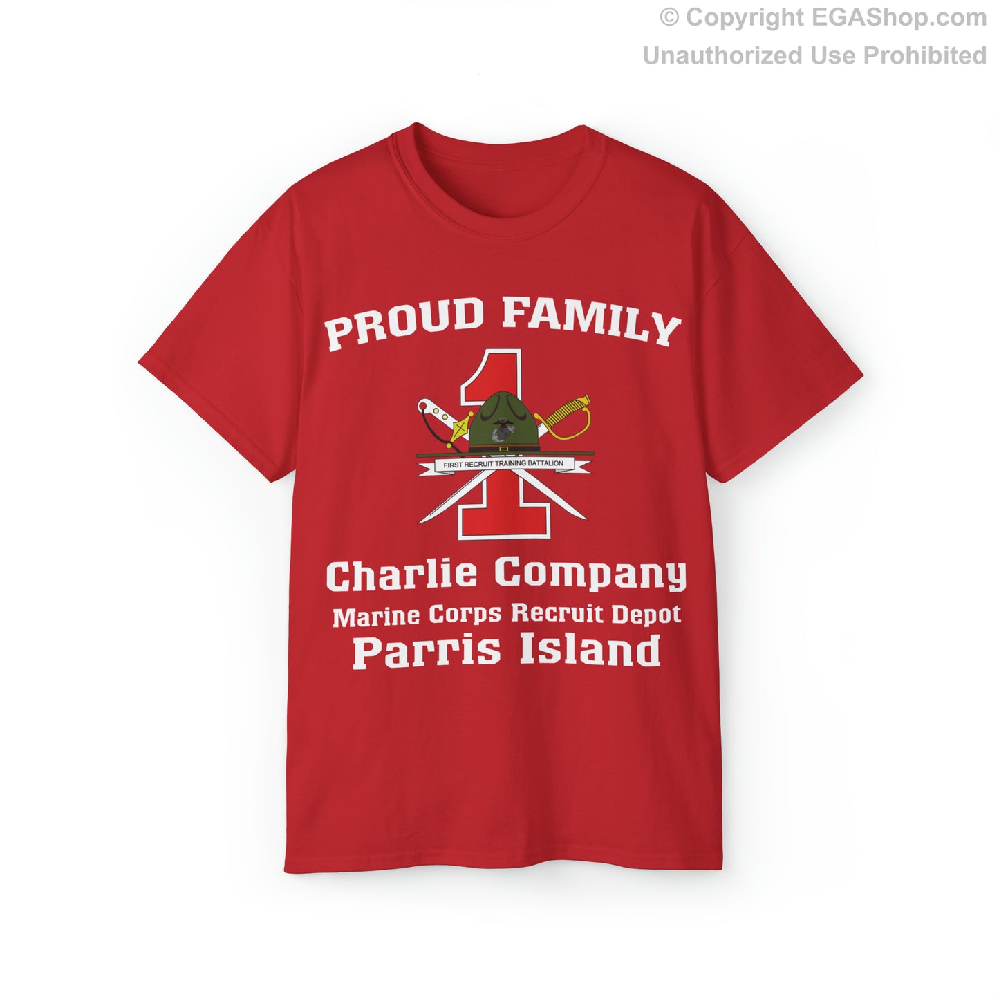 T-Shirt: Charlie Co. MCRD Parris Island (1st Battalion Crest)