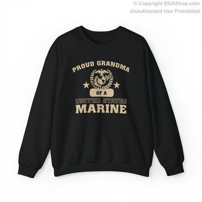 Sweatshirt: Proud Grandma of a Marine (Varsity Style, Color Choices)