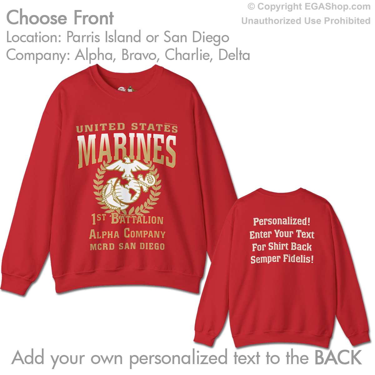 1st Btn Choose Company & Personalized Back (Sweatshirt)