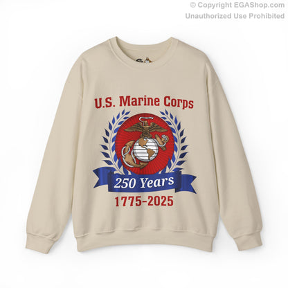 U.S. Marine Corps 250 Years Sweatshirt, Unisex Pullover, Commemorative Apparel