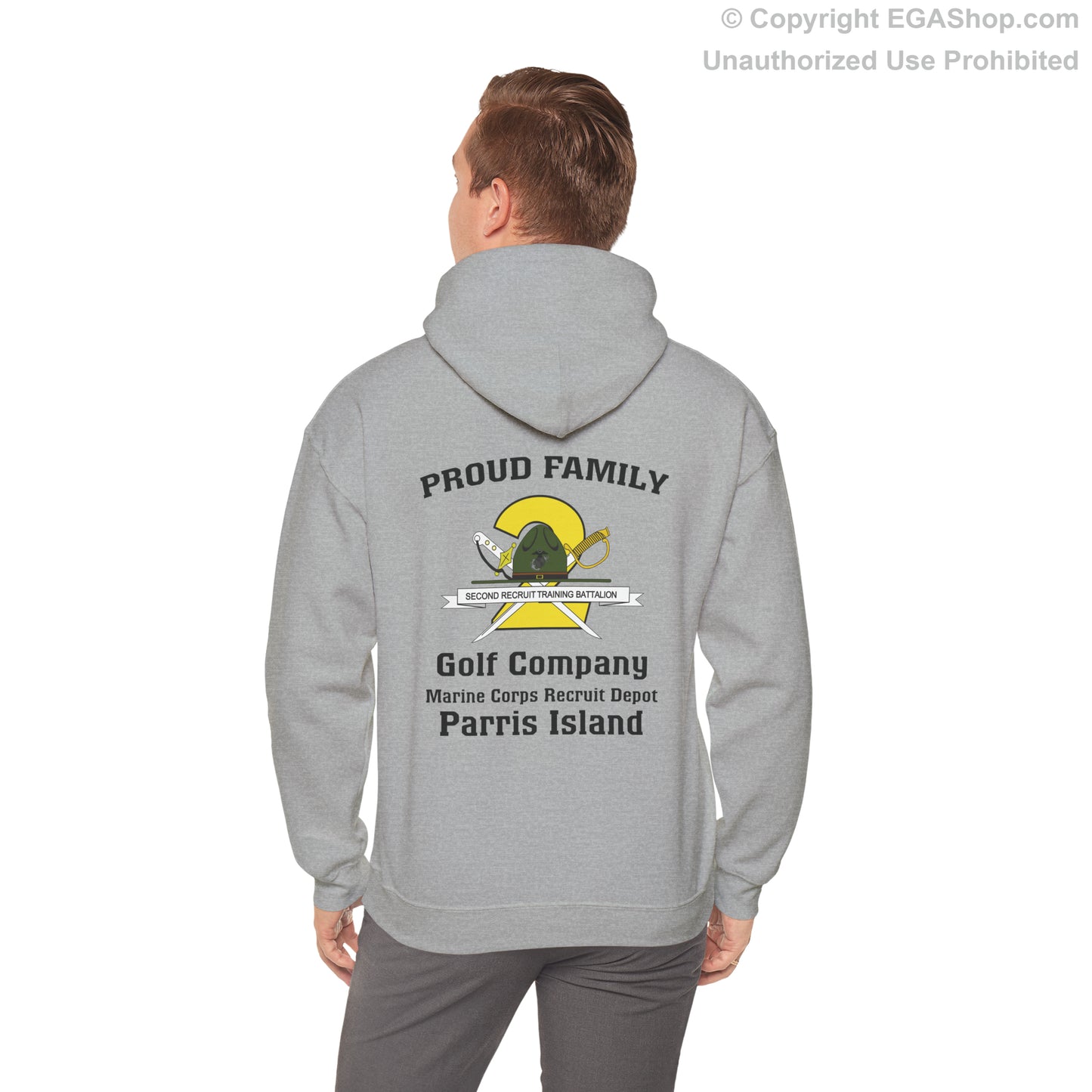 Hoodie: Golf Co. MCRD Parris Island (2nd Battalion Crest on BACK)