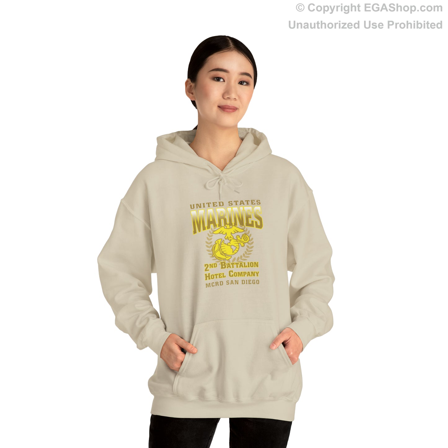 Hoodie: Hotel Co. MCRD Parris Island (EGA + Back Proud Family)