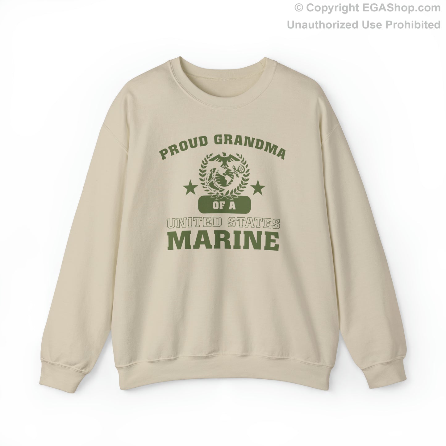 Sweatshirt: Proud Grandma of a Marine (Varsity Style, Color Choices)