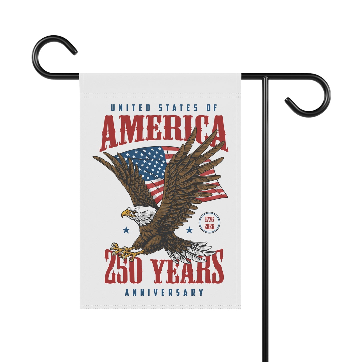 250th USA Anniversary Garden Flag – Eagle & American Flag Banner