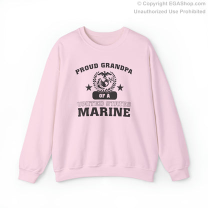 Sweatshirt: Proud Grandpa of a Marine (Varsity Style, Color Choices)