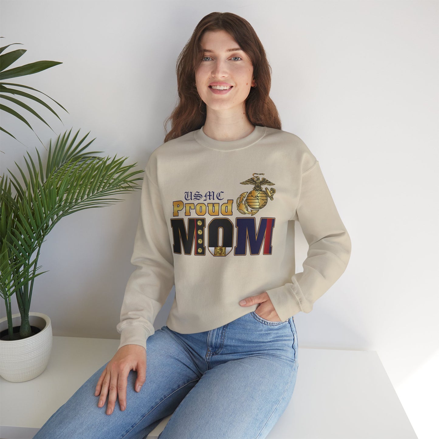 Sweatshirt: Dress Blue Proud Mom (Your Choice of Colors)