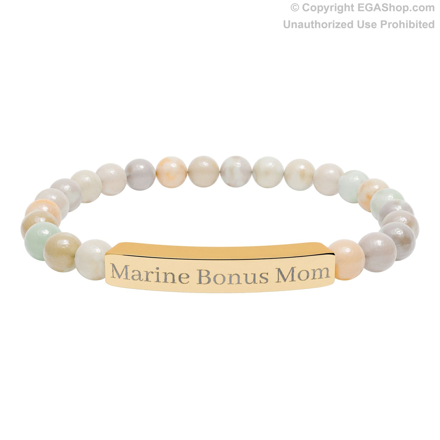 Marine Bonus Mom Natural Stone Bead Bracelet