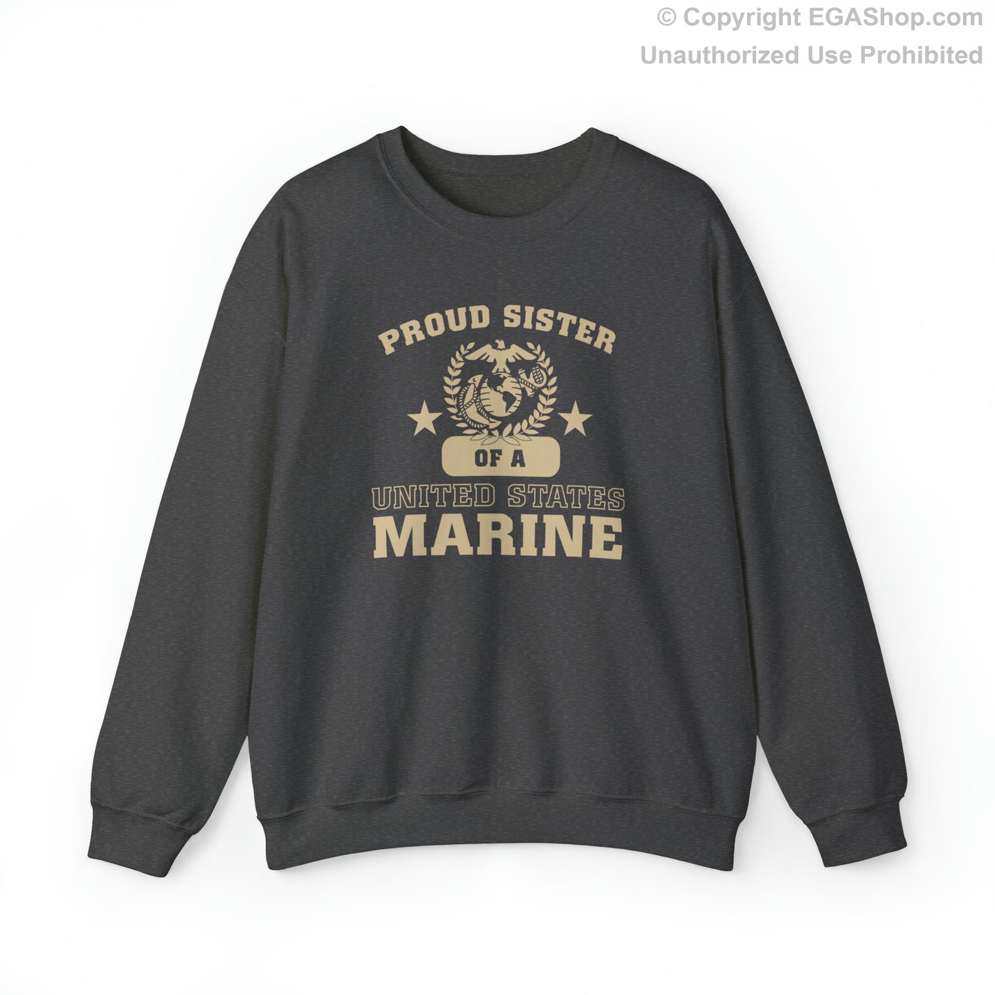 Sweatshirt: Proud Sister of a Marine (Varsity Style, Color Choices)