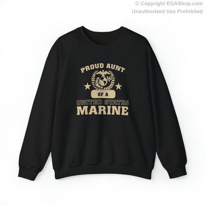 Sweatshirt: Proud Aunt of a Marine (Varsity Style, Color Choices)