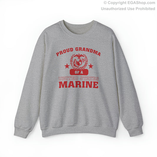 Sweatshirt: Proud Grandma of a Marine (Varsity Style, Color Choices)