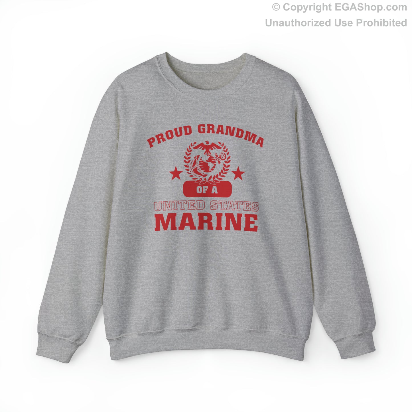 Sweatshirt: Proud Grandma of a Marine (Varsity Style, Color Choices)