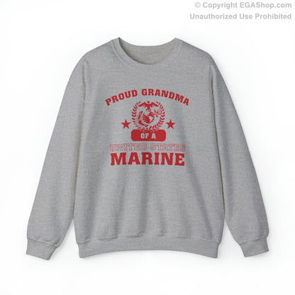 Sweatshirt: Proud Grandma of a Marine (Varsity Style, Color Choices)