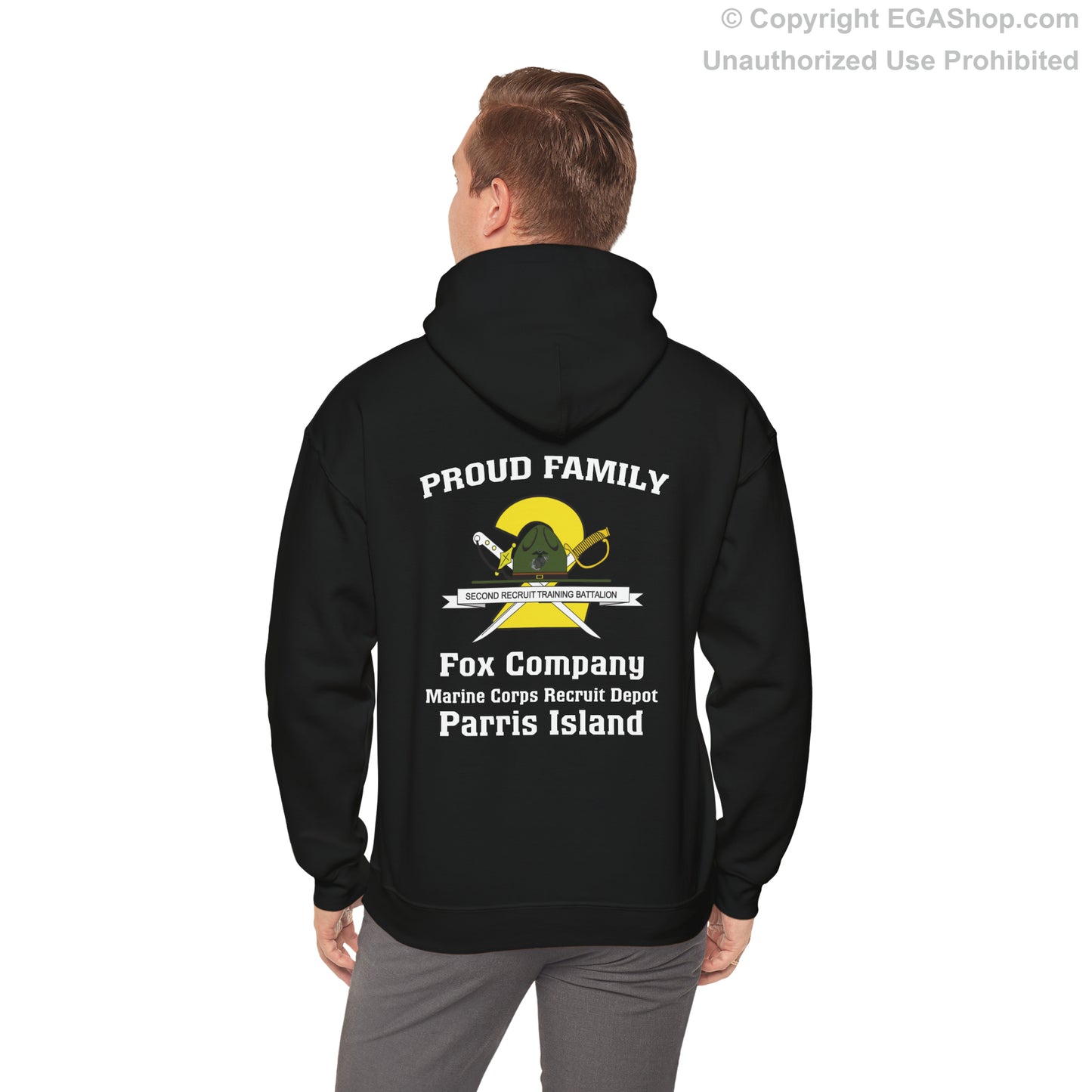 Hoodie: Fox Co. MCRD Parris Island (2nd Battalion Crest on BACK)