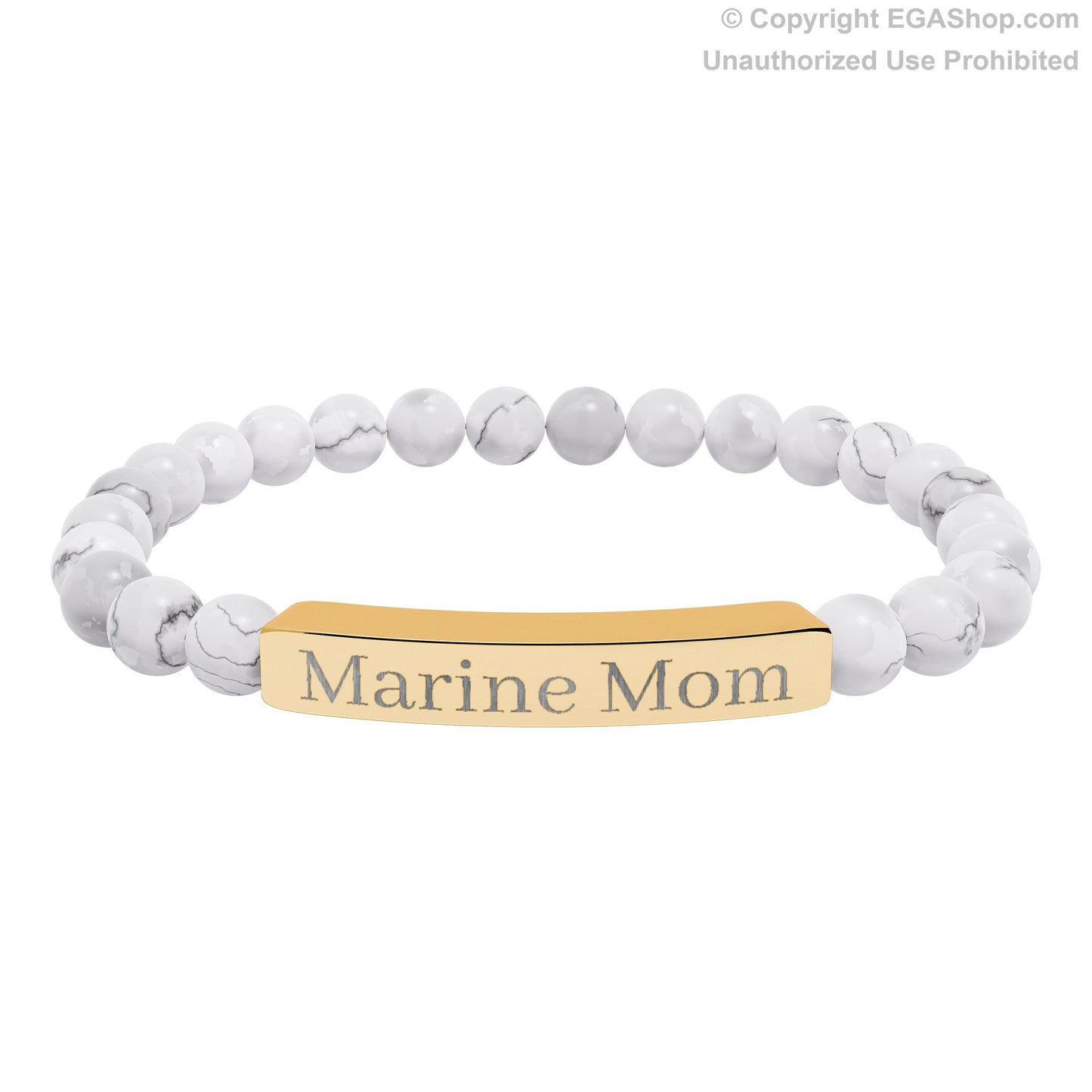 Marine Mom Natural Stone Bead Bracelet