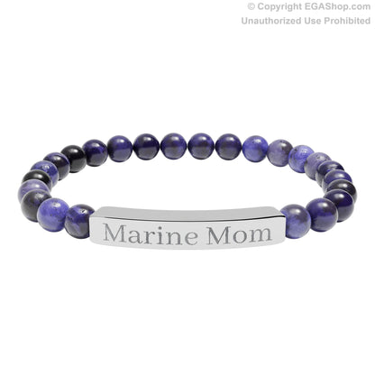 Marine Mom Natural Stone Bead Bracelet