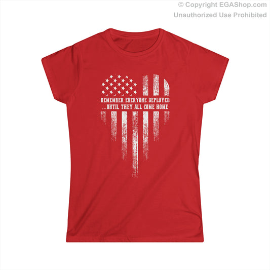 T-Shirt, Ladies Fit: R.E.D. Heart American Flag