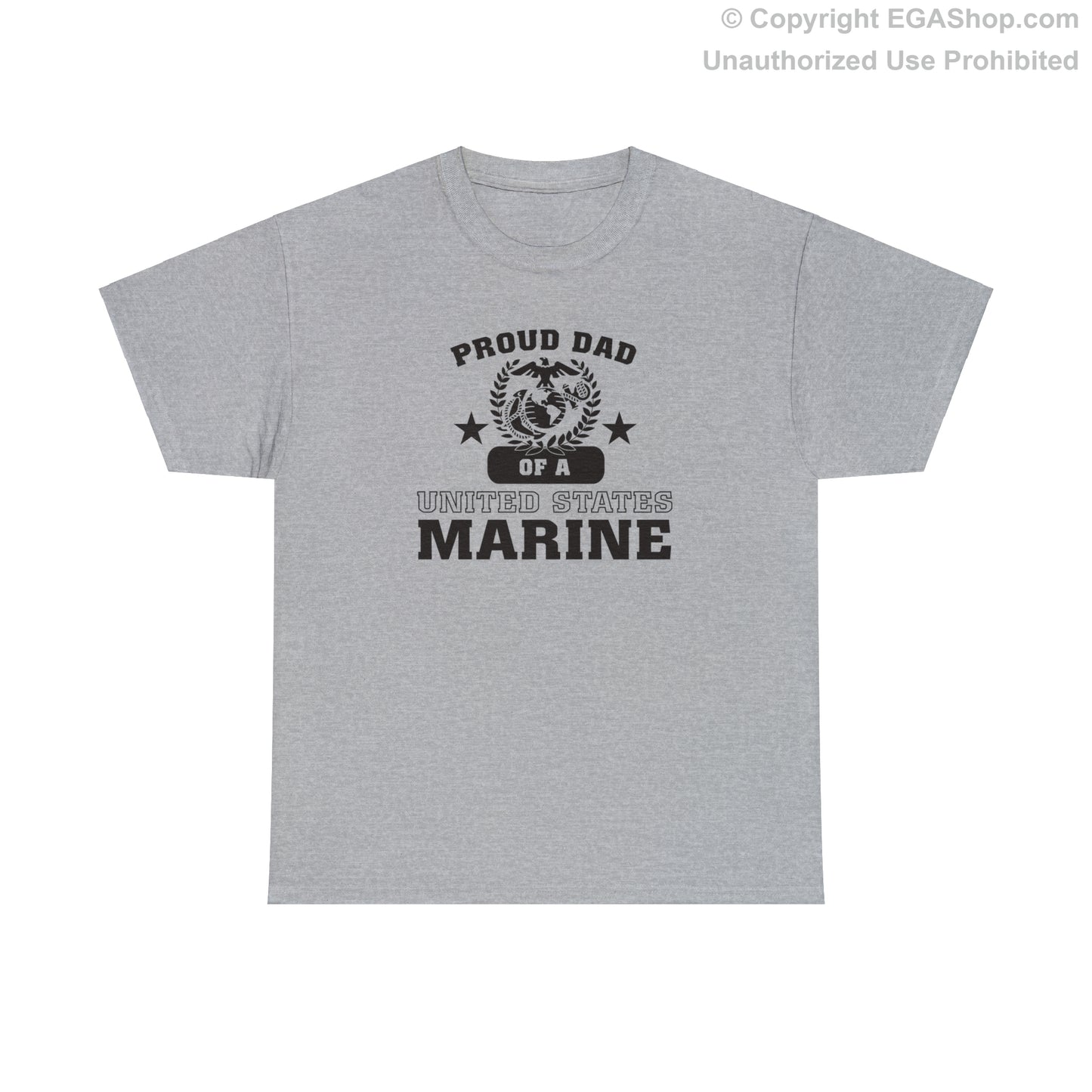 T-Shirt: Proud Dad of a Marine (Varsity Style, Color Choices)