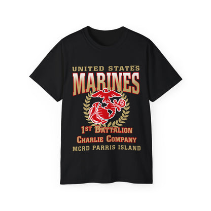 T-Shirt: Charlie Co. MCRD Parris Island (EGA, Blank Back)