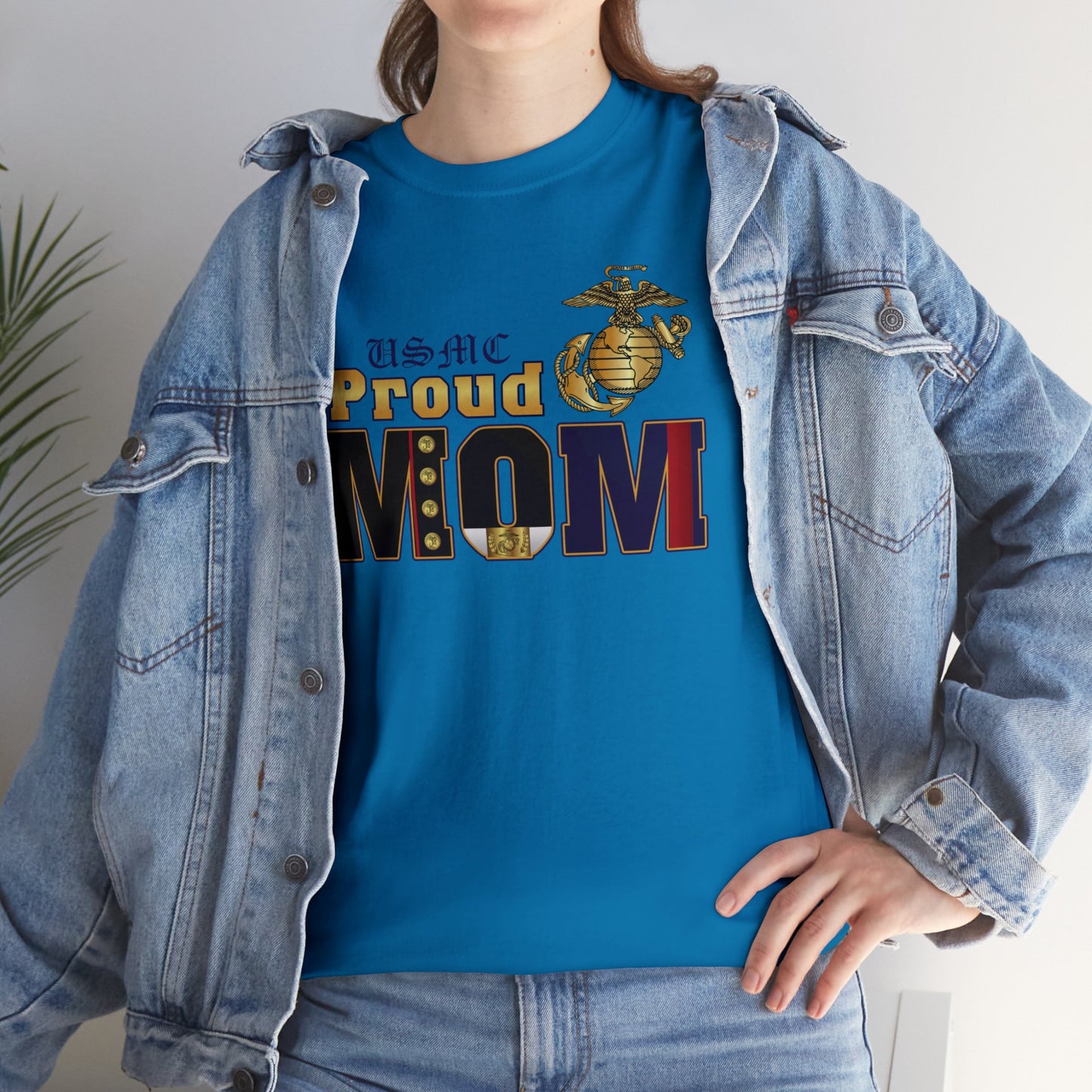 T-Shirt: Dress Blue Proud Mom (Your Choice of Colors)