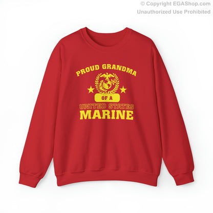 Sweatshirt: Proud Grandma of a Marine (Varsity Style, Color Choices)