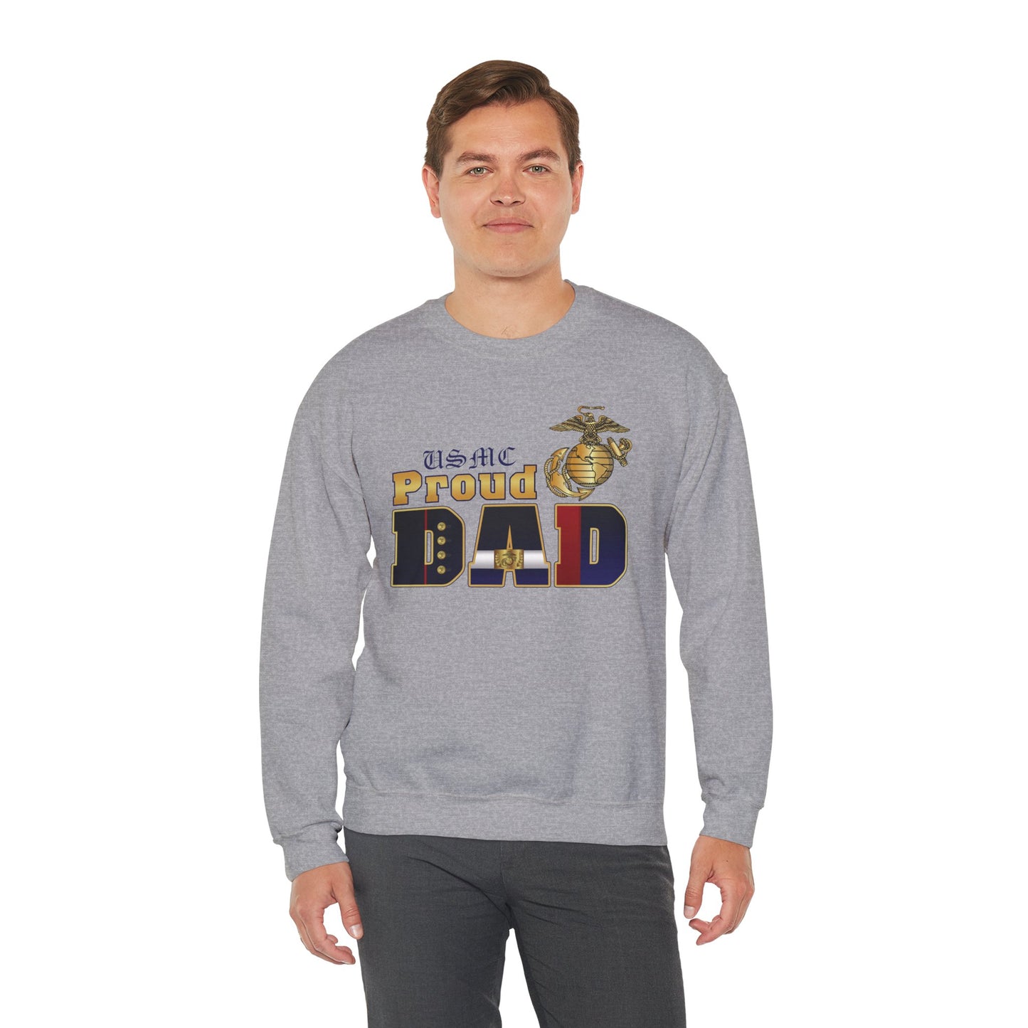 Sweatshirt: Dress Blue Proud Dad (Your Choice of Colors)