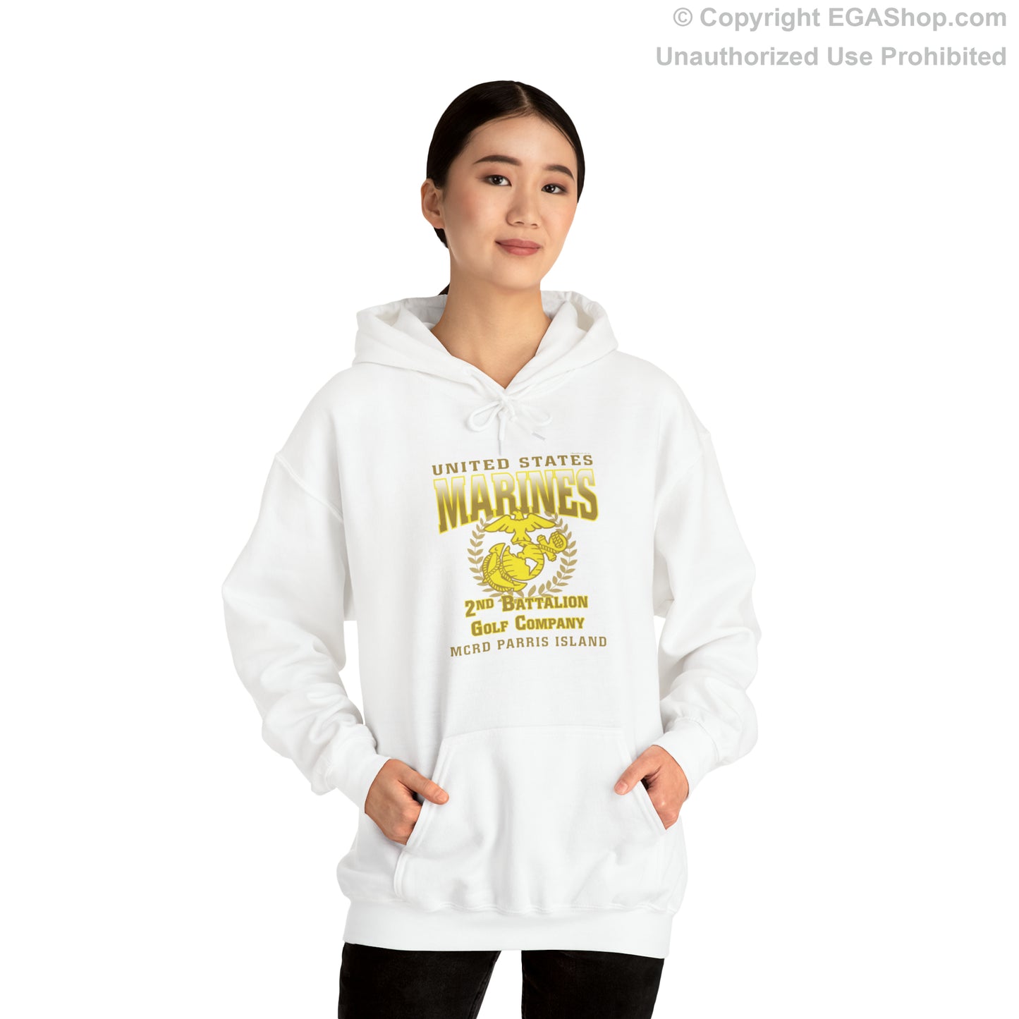 Hoodie: Golf Co. MCRD Parris Island (EGA + Back Proud Family)