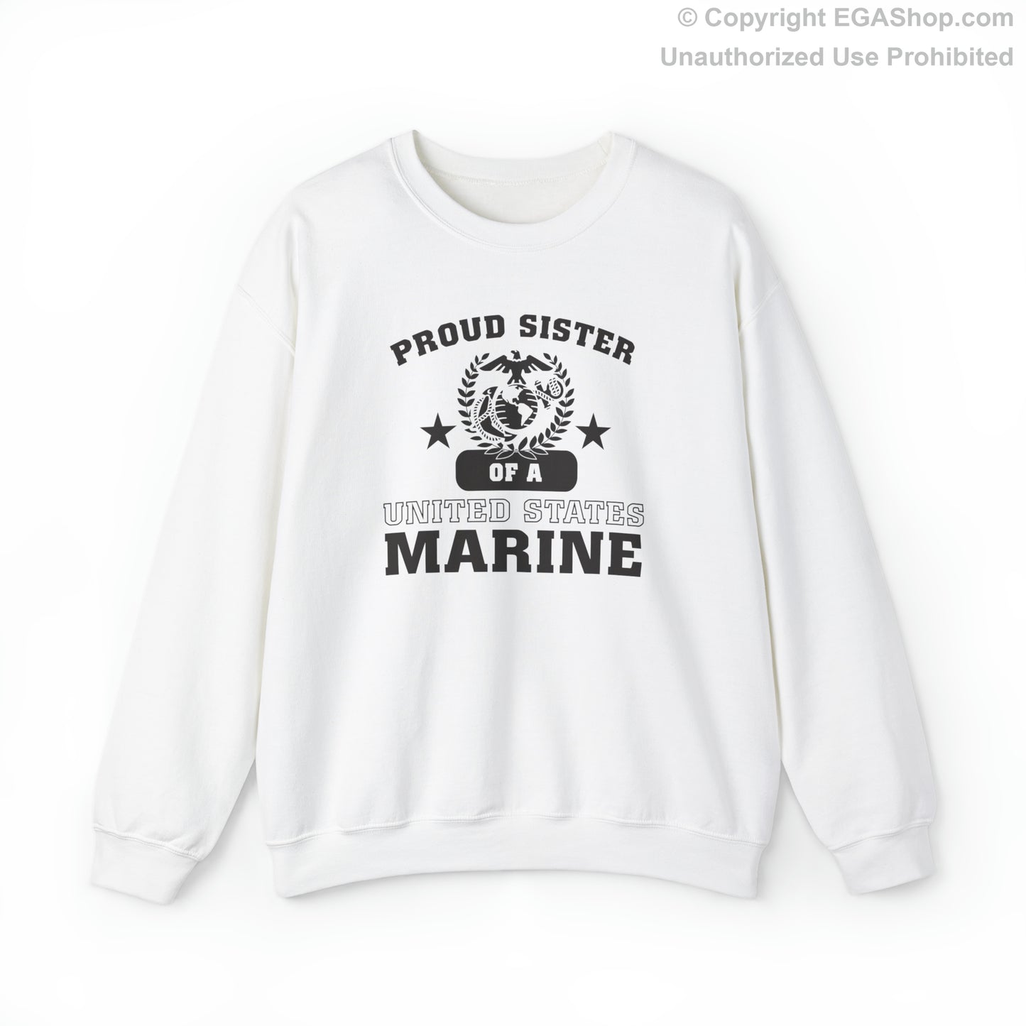 Sweatshirt: Proud Sister of a Marine (Varsity Style, Color Choices)