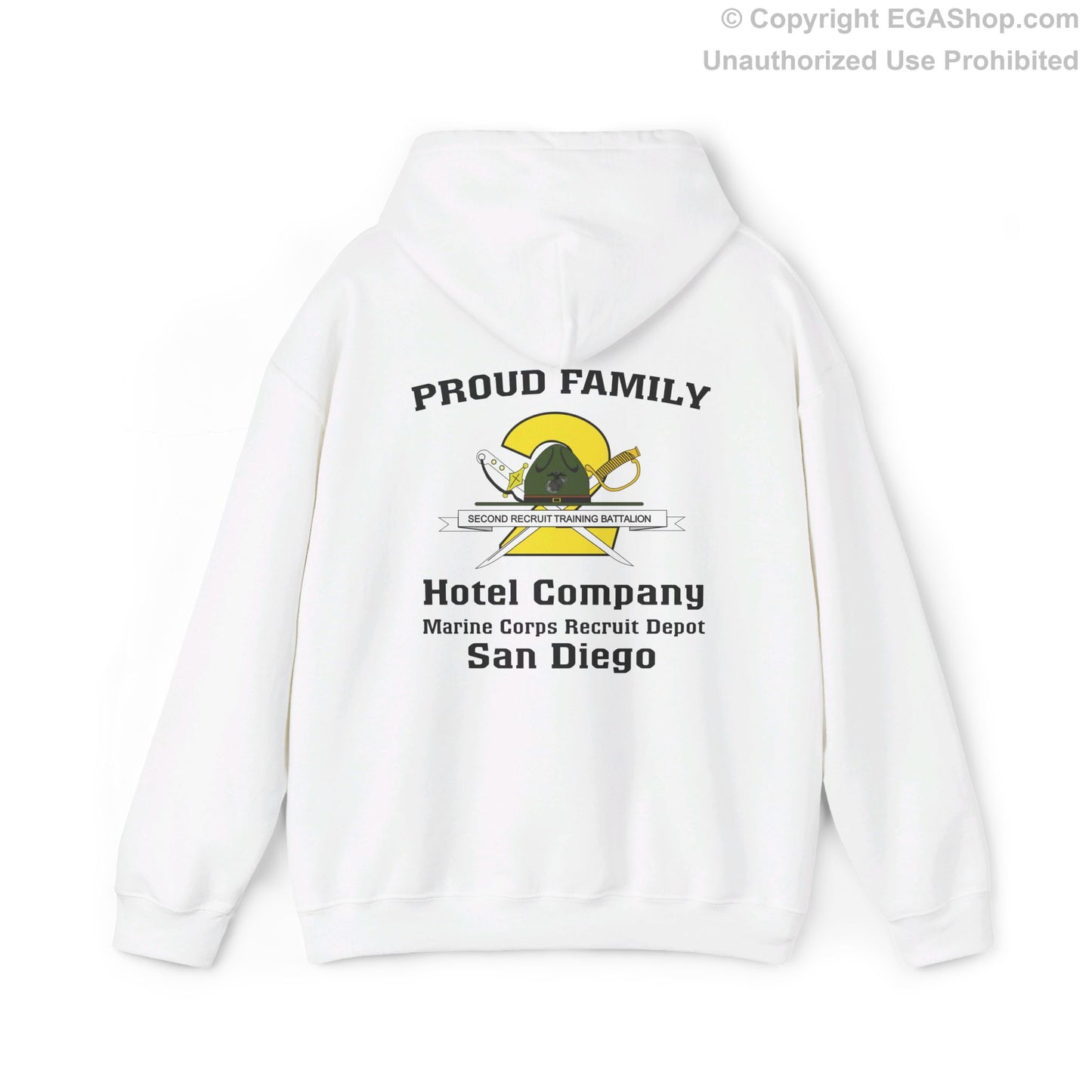 Hoodie: Hotel Co. MCRD San Diego (2nd Battalion Crest on BACK)