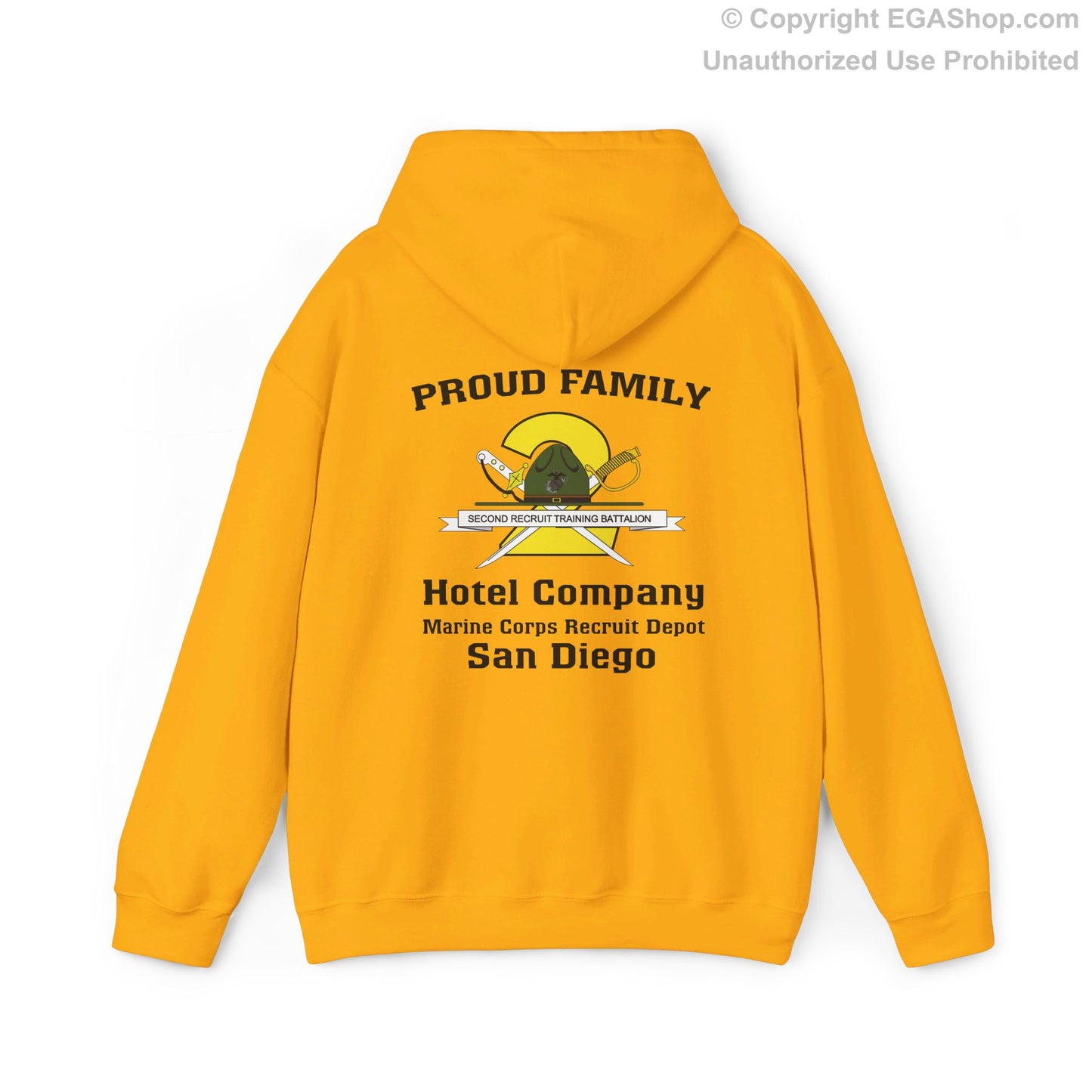 Hoodie: Hotel Co. MCRD San Diego (2nd Battalion Crest on BACK)