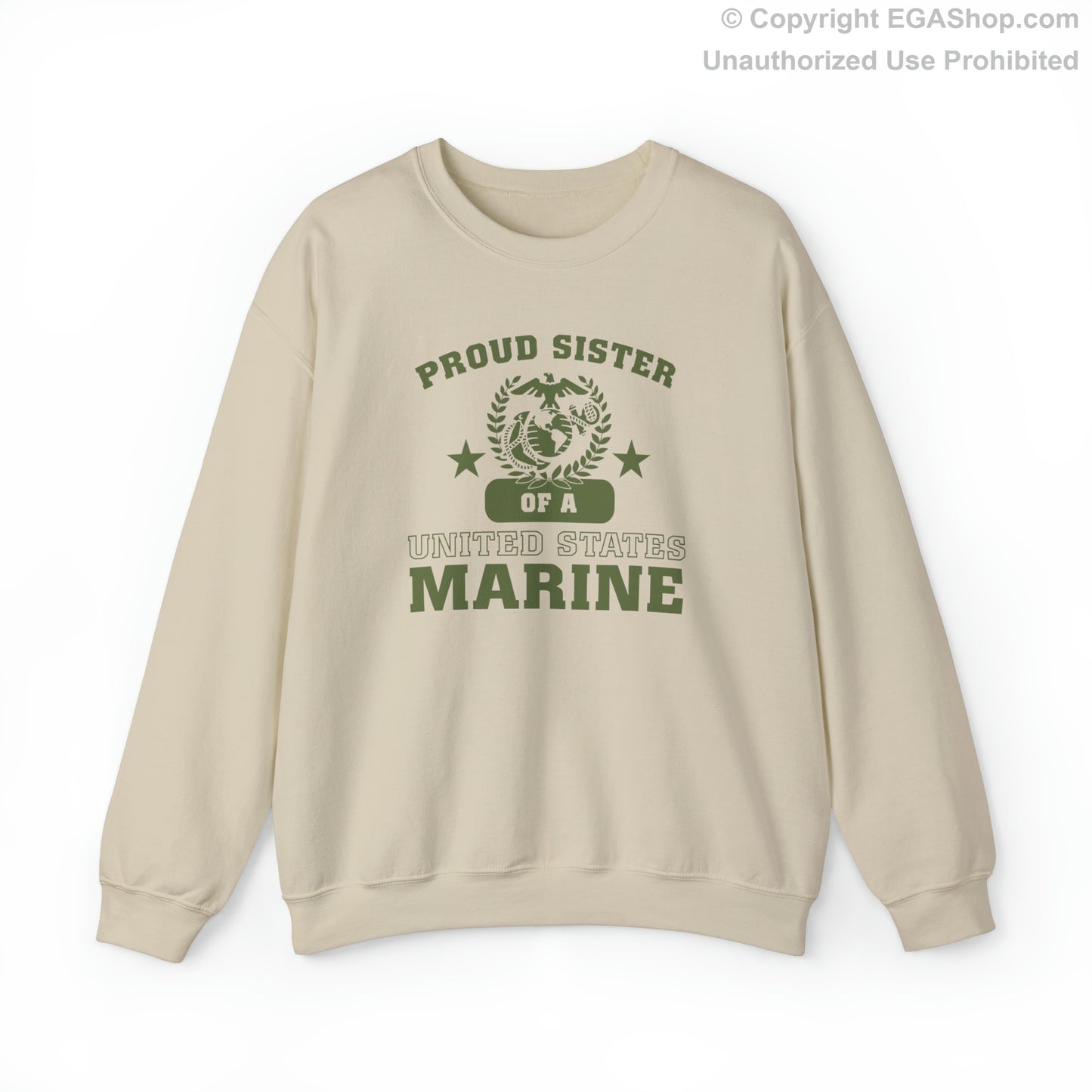 Sweatshirt: Proud Sister of a Marine (Varsity Style, Color Choices)