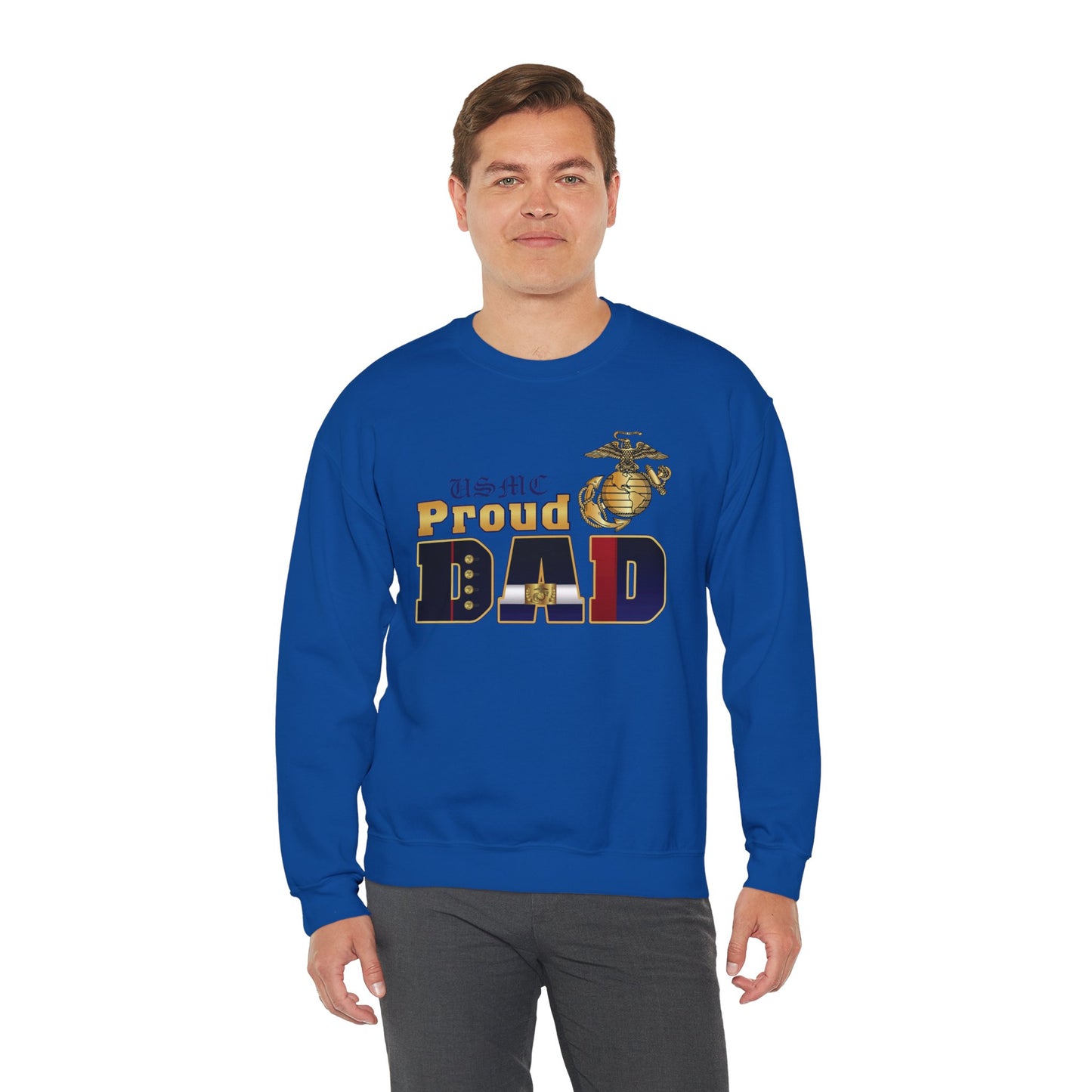 Sweatshirt: Dress Blue Proud Dad (Your Choice of Colors)