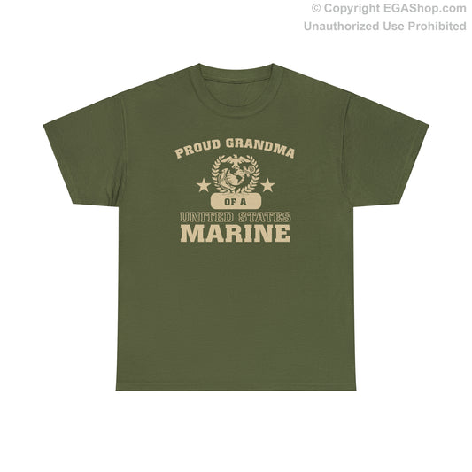 T-Shirt: Proud Grandma of a Marine (Varsity Style, Color Choices)