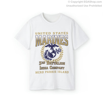 T-Shirt: India Co. MCRD Parris Island (EGA + Back Proud Family)