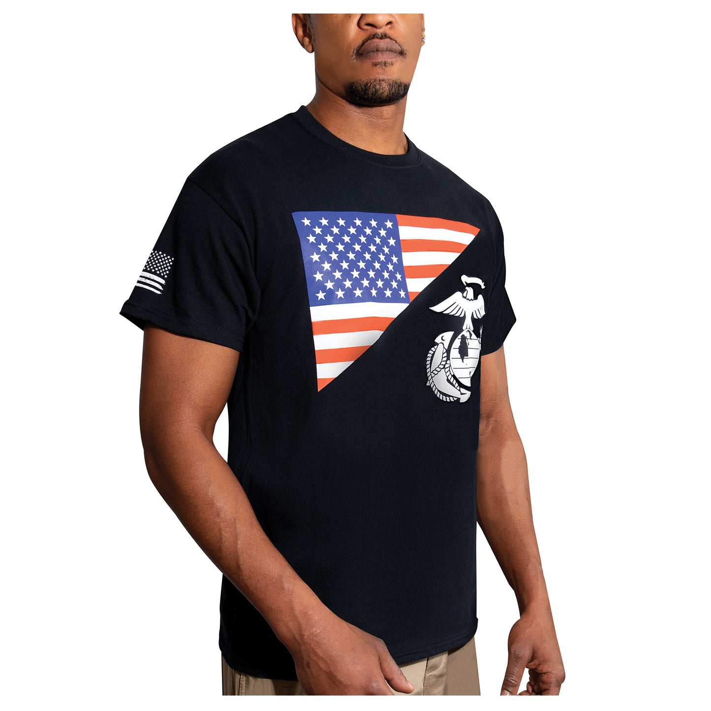 T-Shirt: US Flag and Marine Corps Eagle, Globe, & Anchor