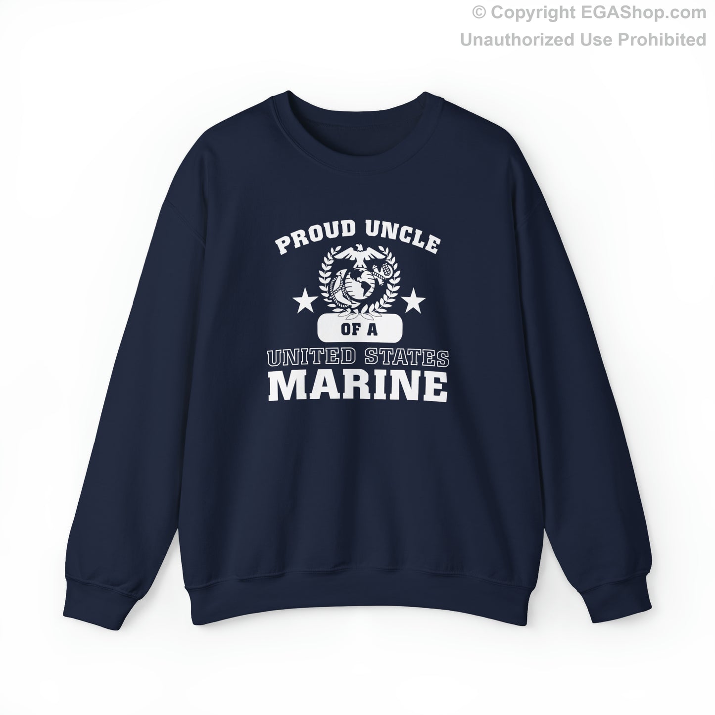 Sweatshirt: Proud Uncle of a Marine (Varsity Style, Color Choices)