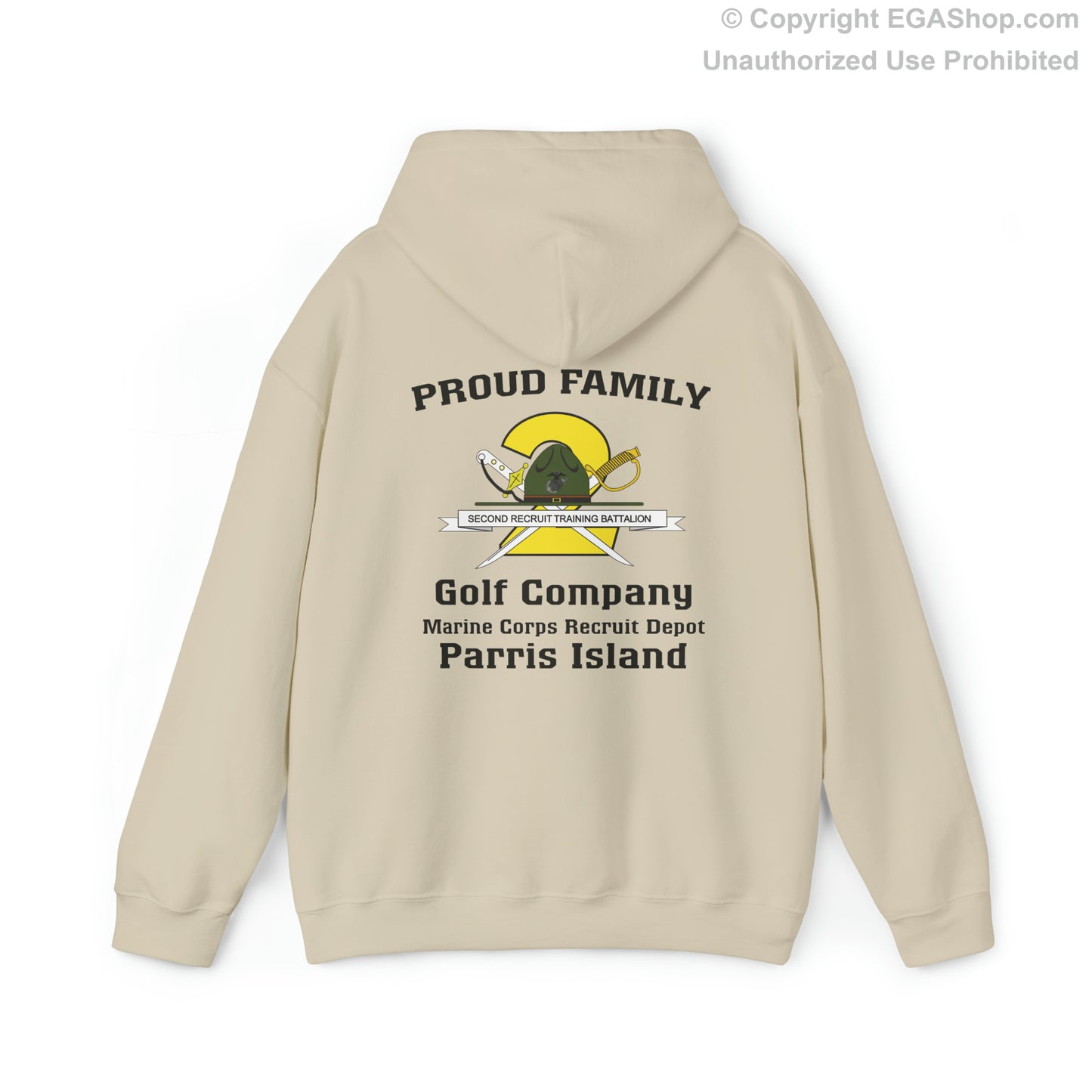 Hoodie: Golf Co. MCRD Parris Island (2nd Battalion Crest on BACK)