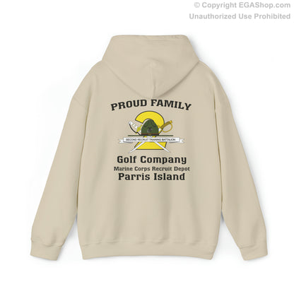 Hoodie: Golf Co. MCRD Parris Island (2nd Battalion Crest on BACK)