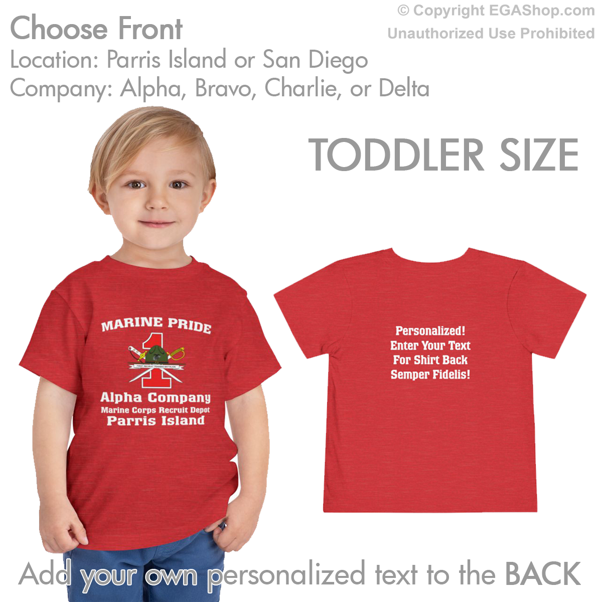 1st Btn CREST Choose Company & Personalized Back (TODDLER T-Shirt)